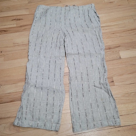 Eskandar Linen Blend Wide Leg Pants Drawstring Textured - Picture 11 of 12